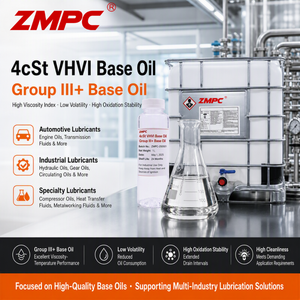 Zhengmao Petrochemical 4cSt VHVI น้ำมันพื้นฐานสังเคราะห์ | น้ำมันพื้นฐาน Group III+ สำหรับน้ำมันหล่อลื่นสังเคราะห์ น้ำมันเครื่อง และสูตรน้ำมันอุตสาหกรรม
