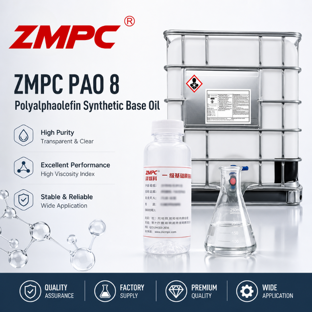 PAO8 น้ำมันพื้นฐานสังเคราะห์โพลีอัลฟาโอเลฟิน (PAO) สำหรับน้ำมันเกียร์อุตสาหกรรม น้ำมันเครื่อง และจาระบีสังเคราะห์ระดับพรีเมียม