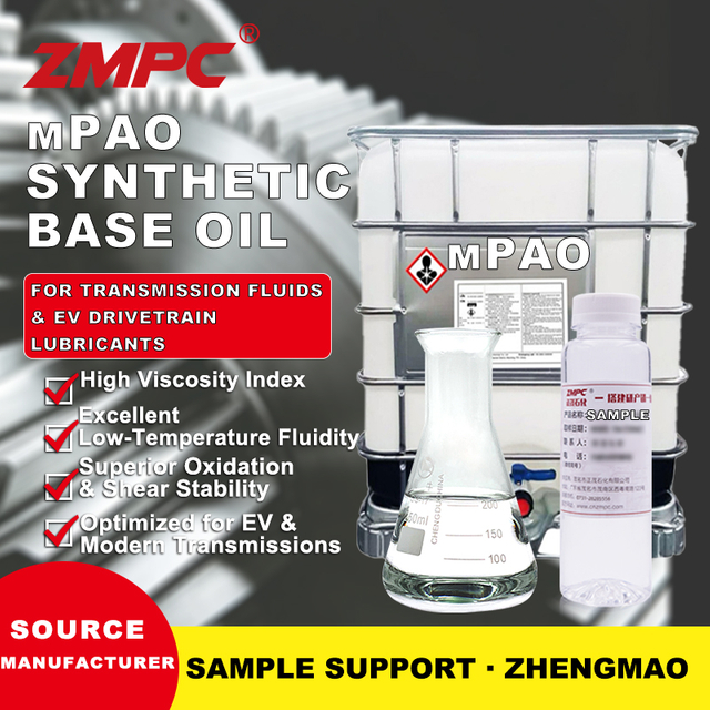 น้ำมันพื้นฐานสังเคราะห์ VI mPAO สูงสำหรับน้ำมันเกียร์และน้ำมันหล่อลื่นระบบขับเคลื่อน EV
